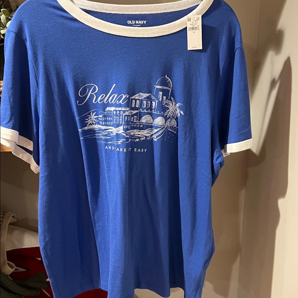 Old Navy Blue Tee with White Trim